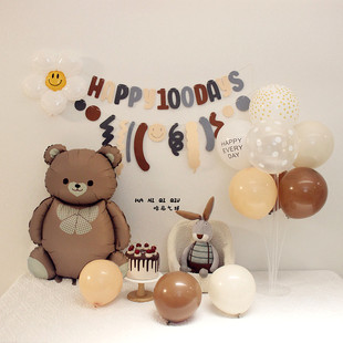 ins森系1周岁30天布置拍照背景宝宝100天百日宴百天满月装饰气球