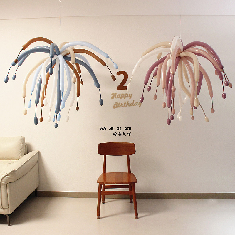 芭蕾风复古烟花气球氛围装饰