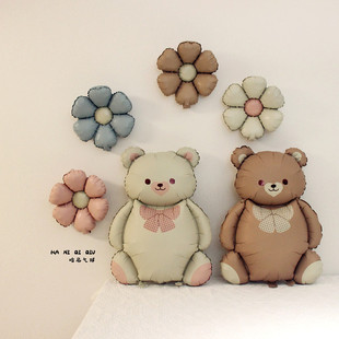 ins可爱森系宝宝满月百天气球小熊花朵装饰100天30天布置拍照道具