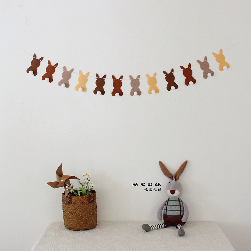 可爱小兔子森系主题拉旗百天满月