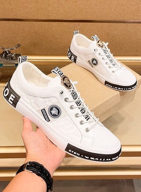 欧洲站男鞋2025新款潮流休闲小白鞋男士休闲板鞋白色高品质一脚蹬