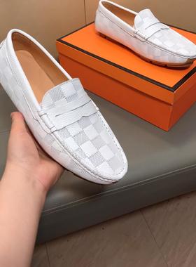 豆豆鞋男款2025新款爆款潮流真皮白色豆豆鞋欧洲站男士一脚蹬皮鞋