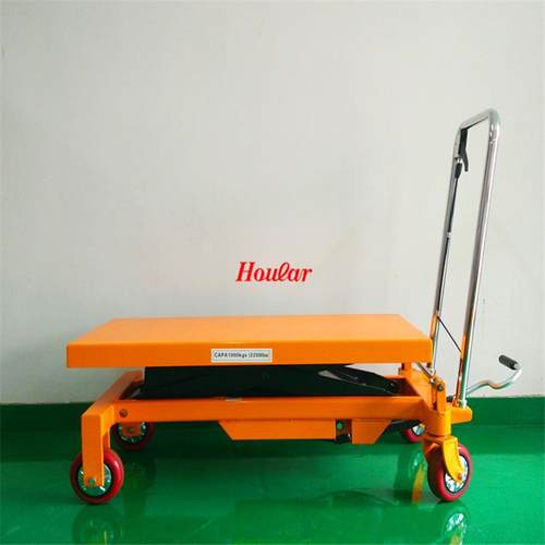 特1踏吨升高1米手动液压平台车PT1000A惠手推升降平台脚式降升车