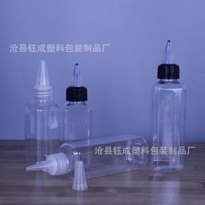 现货 pet透明100ml方形尖瓶 点胶瓶 油瓶 FLI颜料瓶 墨5l0m塑嘴料