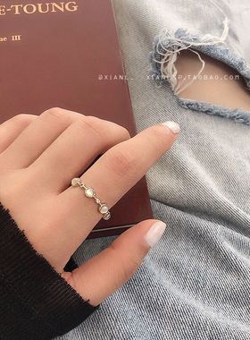 食指开口可调节情侣叠戴猫眼石