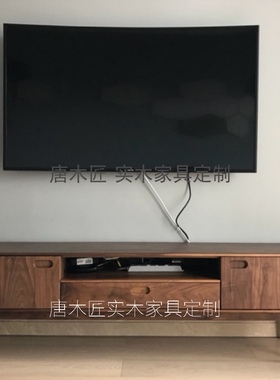 唐木匠实木电视柜 简约现代整装边柜 客厅地柜金脚中古设计视听柜