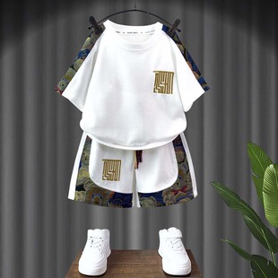 男童短袖套装夏季潮流2026新款儿童夏装薄款宝宝夏天炸街两件套
