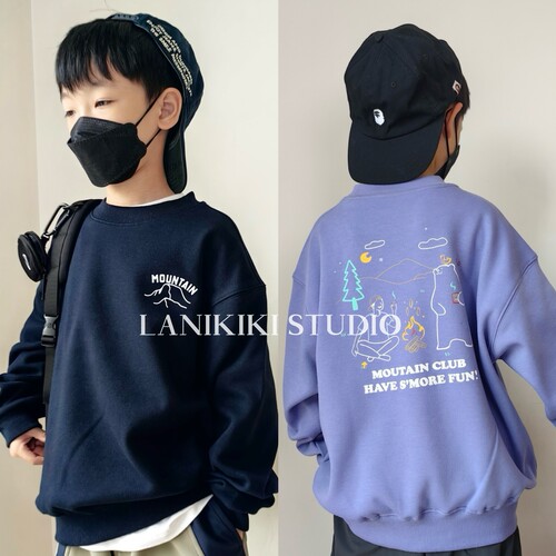 LANIKIKI 25秋冬新款 中大童印花休闲加绒卫衣