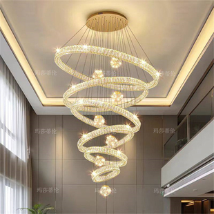 别墅客厅复式楼挑空大吊灯自建房楼梯吊灯楼中楼酒店大堂水晶灯具