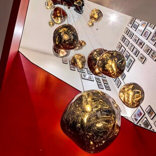 loft复式楼梯别墅熔岩吊灯挑空客厅设计师公寓餐厅吧台长吊线灯