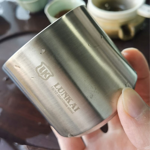 伦凯 18/10不锈钢杯 功夫茶杯感厚实 茶杯白酒杯两用防烫隔热双层