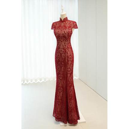 红色结婚中国风复古敬酒服新娘旗袍中式礼服小众高端个性订婚裙女