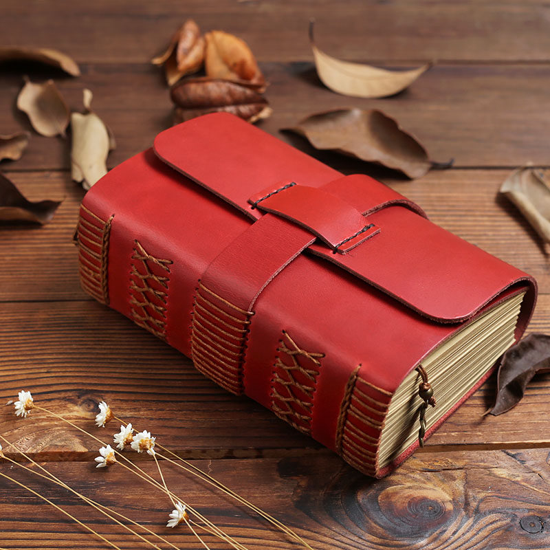 a6笔记本子文艺情侣手账本定制复古风记事日记手工真牛皮可印名字