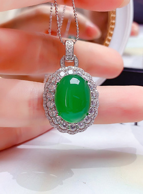 天然绿玉髓毛衣链吊坠女