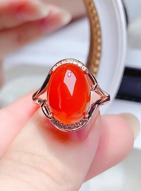 天然红玉髓戒指精致百搭款