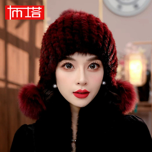 布塔帽子女秋冬季 礼帽女水貂毛帽秋冬保暖头围可调节大头围4PT802