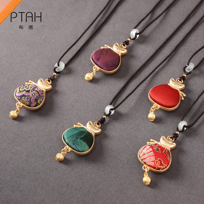 非金属布艺项链 非遗香云纱宋锦手工拎缝制毛衣链 项链颈链PT2256