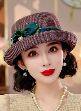 布塔香云纱遮阳防紫外线防晒帽时尚百搭太阳帽编织女士帽子PT1281