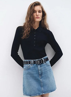 土耳其mavi黑色修身显瘦打底衫长袖T恤polo衫1612929-900