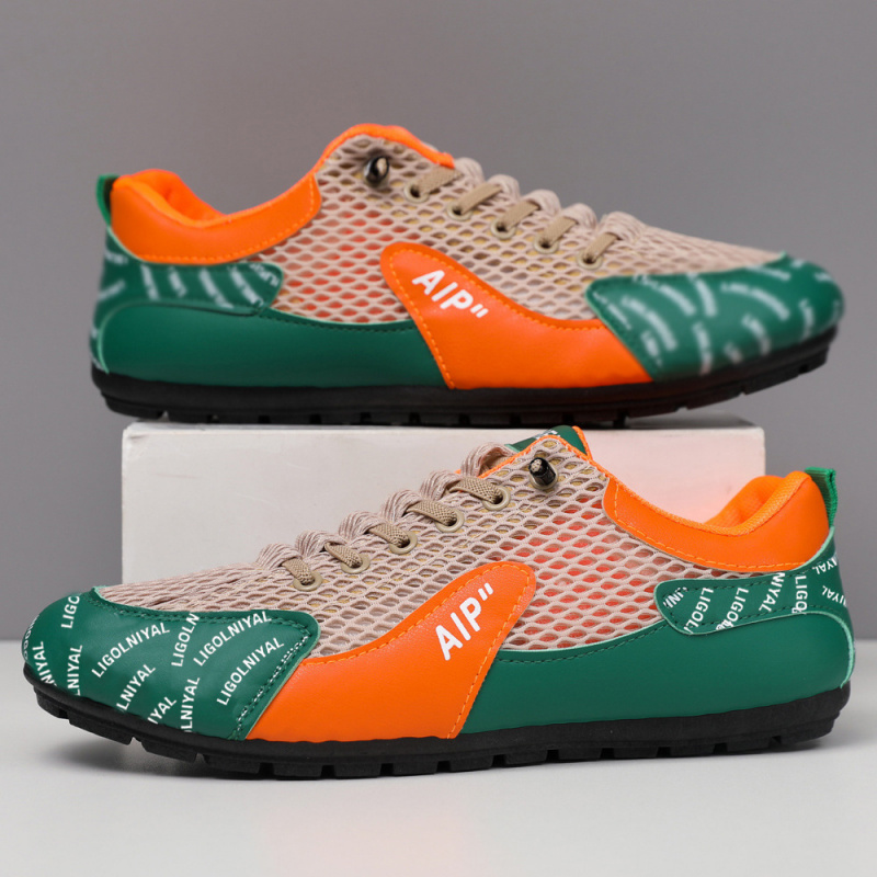 新款休闲男鞋网面透气舒适户外跑步鞋潮流撞色软底轻便运动鞋子男