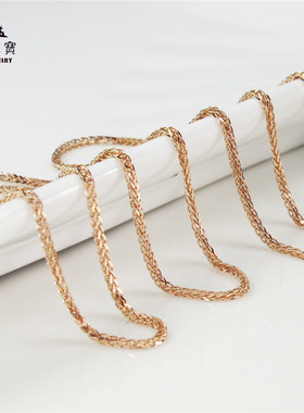 纯银玫瑰金色长款毛衣链