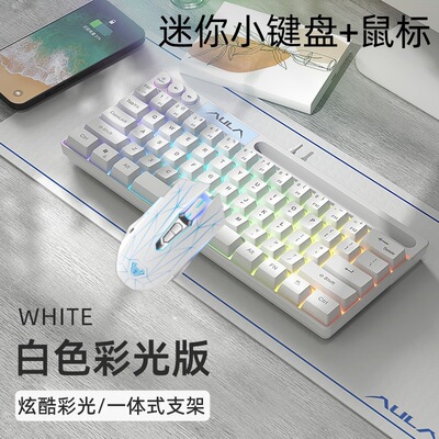 AULA狼蛛F3061迷你机械手感小键盘61键有线RGB台式笔记本平板