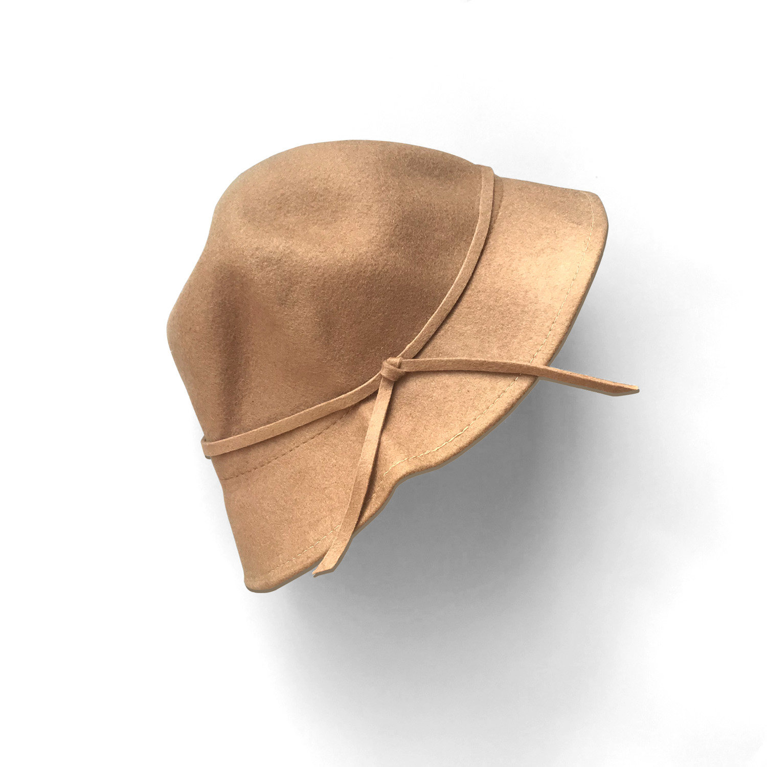 卡其色全羊毛呢薄款英伦优雅圆顶短檐女士时尚大头围逛街礼帽