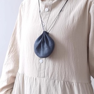 随身便携可挂脖香囊空袋纯亚麻透气扩香香包香袋随身中药驱蚊