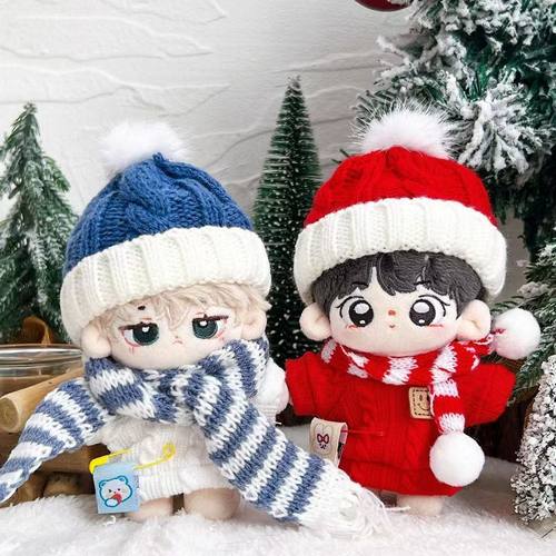 10cm娃衣新年过红色毛围巾