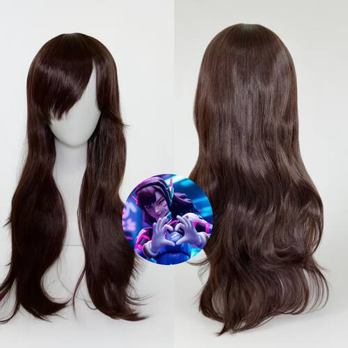 暴雪游戏 守望先锋 D.VA dva 宋哈娜 日常深棕色 cos假发长卷发