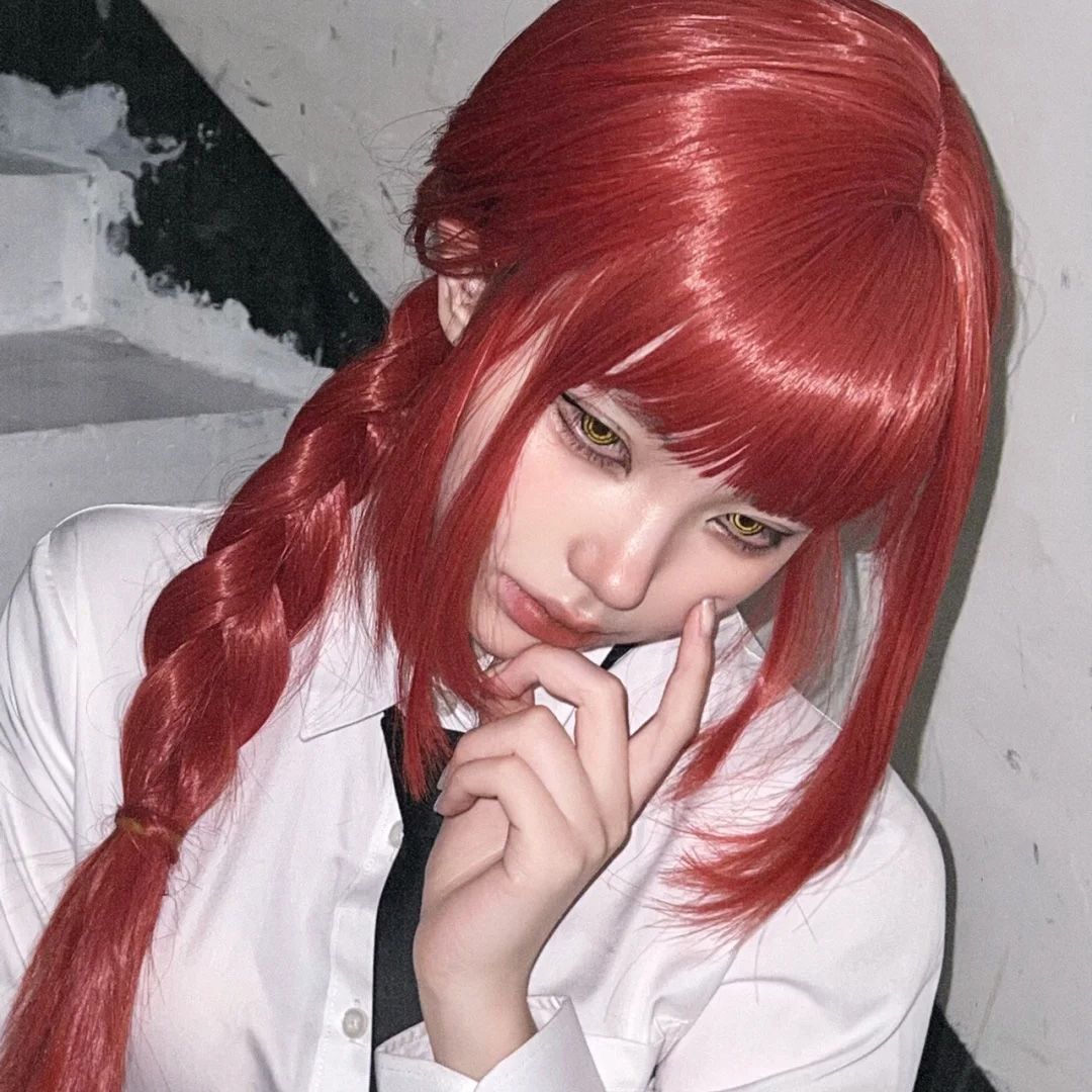 【3096人收藏】酒红色假毛女长发cos电锯人玛奇玛长直发时尚个性