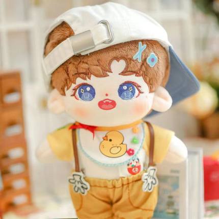 新款15/20cm贺峻霖棉花娃娃有骨明星人形玩偶裸娃虎牙兔含出生证