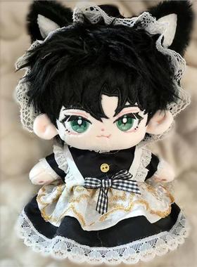 现货20厘米棉花娃娃衣狐狸妖精女仆装黑色连衣裙男娃女娃衣服通用