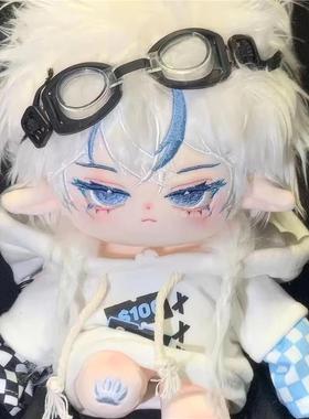 棉质舒适棉花娃娃娃衣男白色连帽卫衣兰格其卫衣20cm换装秋季娃娃