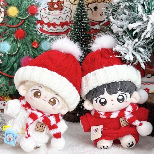 10cm娃衣新年过红色毛围巾