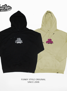 FunkyStyle原创hiphop美式街头复古bboy国潮重磅纯棉加绒连帽卫衣
