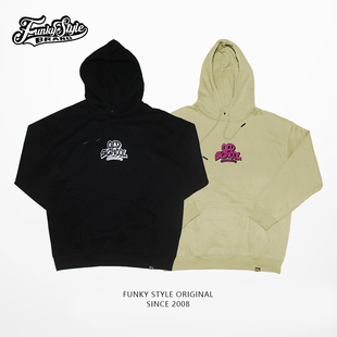 FunkyStyle原创hiphop美式街头复古bboy国潮重磅纯棉加绒连帽卫衣