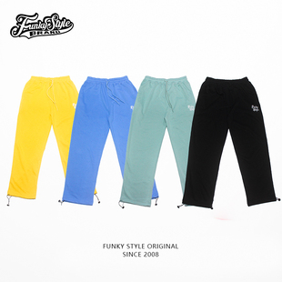 FunkyStyle街头BF潮纯色卫裤纯棉休闲popping宽松长裤男嘻哈裤子