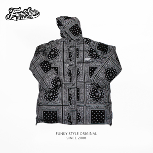 Funkystyle秋冬中长款加厚棉服棉衣国潮嘻哈腰果花棉袄男女厚外套