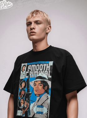 FunkyStyle原创致敬MJ杰克逊Dangerous复古潮纯棉短袖T恤男女上衣