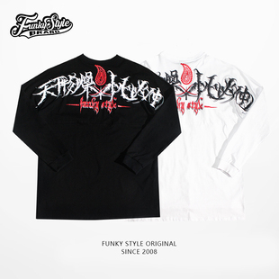 FunkyStyle秋冬国潮百搭长袖T恤天干物燥嘻哈街舞蹈上衣服男女