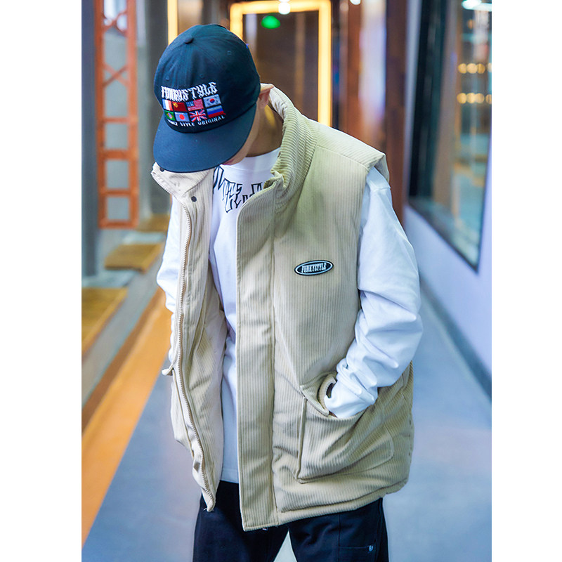 FUNKYSTYLE TIDE INS AUTUMN AND WINTER COTTON VEST VERSATILE COTTON CLOTHES MENS AND WOMENS COTTON HORSE CLIP SLEEVELESS VEST JACKET