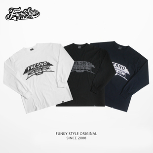 FunkyStyle原创国潮boogaloo街舞popping西海岸fresno长袖T恤衫