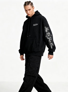 FunkyStyle原创潮popping美式街头funk复古bboy刺青加绒连帽卫衣