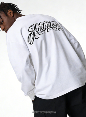 FunkyStyle美式街头bboy潮复古popping刺青TATOO宽松纯棉长袖T恤