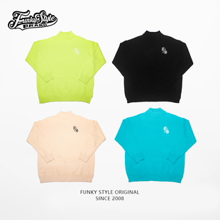 FunkyStyle国潮毛衣男宽松嘻哈针织衫纯色线衣百搭INS套头上衣女