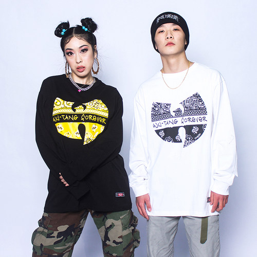 Funkystyle致敬WUTANG腰果花潮bboy嘻哈hiphop说唱rap宽松长袖T恤