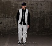 成人条纹西裤 马甲两件套装 Popping机械舞Locking街舞嘻哈表演出服