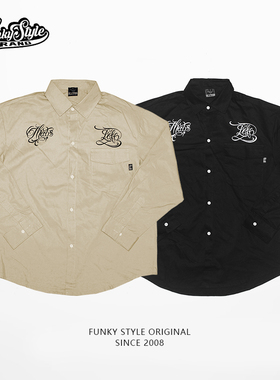 FUNKYSTYLE原创美式街头西海岸BBOY刺青POPPING复古宽松工装衬衫