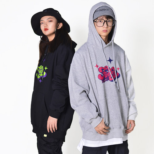 FunkyStyle国潮牌秋冬连帽加绒卫衣男女INS嘻哈上衣FUNK加厚大码